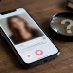 Dating-Profil mit Fragezeichen zeigt Gefahr durch Fake-Profile